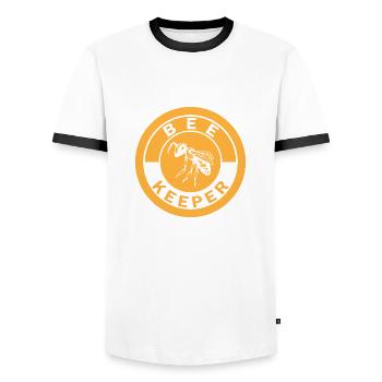Bee Keeper Bee Beekeeper Honeycomb - Men's Ringer Shirt - white/black - Front - AI Model Female 172 light (172cm) & AI Model Male 178 dark (178cm)