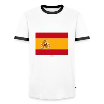 DRAPEAU ESPAGNE - T-shirt contrasté Homme - blanc/noir - Devant - AI Model Female 172 light (172cm) & AI Model Male 178 dark (178cm)