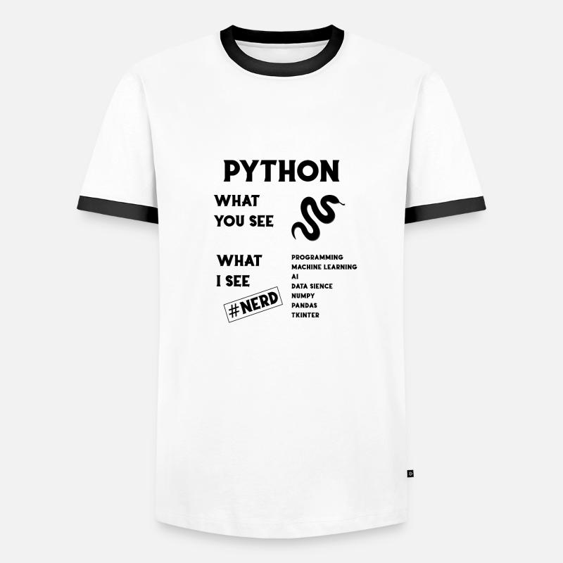 Python programming - Men's Ringer Shirt - white/black