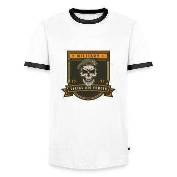 Forces spéciales militaires Shooter Gamer Gaming Army - T-shirt contrasté Homme - blanc/noir - Devant - AI Model Female 172 light (172cm) & AI Model Male 178 dark (178cm)
