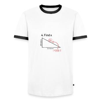 Find X Funny Saying Math Teacher Graphic - Men's Ringer Shirt - white/black - Front - AI Model Female 172 light (172cm) & AI Model Male 178 dark (178cm)