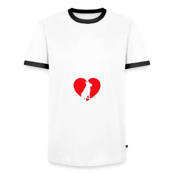 Der beste Freund des Menschen Hund Liebe Herz - Männer Kontrast-T-Shirt - Weiß/Schwarz - Vorne - AI Model Female 172 light (172cm) & AI Model Male 178 dark (178cm)