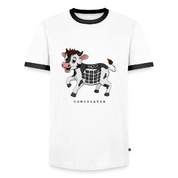 Cowculator - calculateur de vache - T-shirt contrasté Homme - blanc/noir - Devant - AI Model Female 172 light (172cm) & AI Model Male 178 dark (178cm)