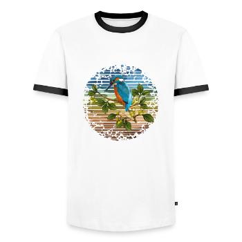 Oiseau Kingfisher - T-shirt contrasté Homme - blanc/noir - Devant - AI Model Female 172 light (172cm) & AI Model Male 178 dark (178cm)