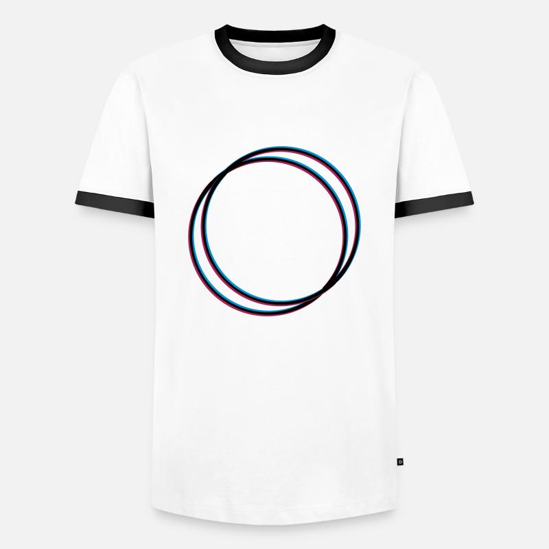 2 Kreise 3D - Männer Kontrast-T-Shirt - Weiß/Schwarz