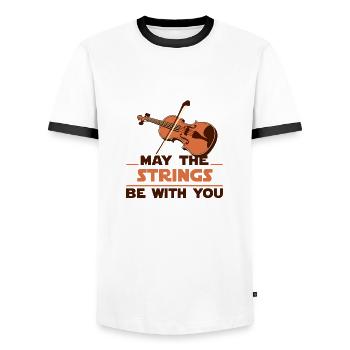 Violin fiddle player - Men's Ringer Shirt - white/black - Front - AI Model Female 172 light (172cm) & AI Model Male 178 dark (178cm)
