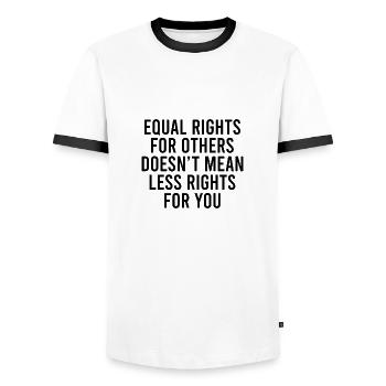 Égalité des droits pour autrui - T-shirt contrasté Homme - blanc/noir - Devant - AI Model Female 172 light (172cm) & AI Model Male 178 dark (178cm)