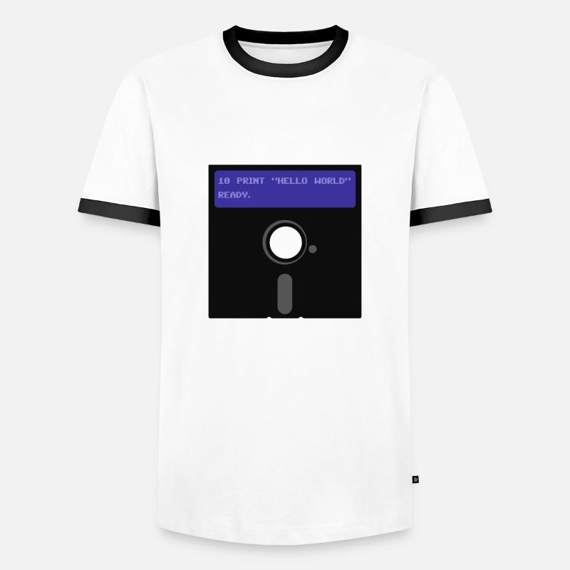 Floppy Disk - Männer Kontrast-T-Shirt - Weiß/Schwarz