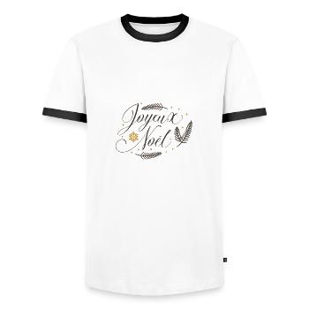 Joyeux Noel - Men's Ringer Shirt - white/black - Front - AI Model Female 172 light (172cm) & AI Model Male 178 dark (178cm)