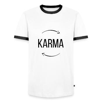 Karma - Männer Kontrast-T-Shirt - Weiß/Schwarz - Vorne - AI Model Female 172 light (172cm) & AI Model Male 178 dark (178cm)