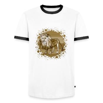 Lion - Men's Ringer Shirt - white/black - Front - AI Model Female 172 light (172cm) & AI Model Male 178 dark (178cm)