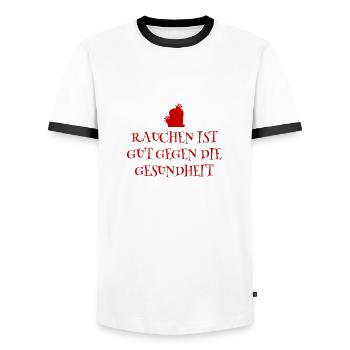 rauchen ist gut gegen die Gesundheit - Männer Kontrast-T-Shirt - Weiß/Schwarz - Vorne - AI Model Female 172 light (172cm) & AI Model Male 178 dark (178cm)