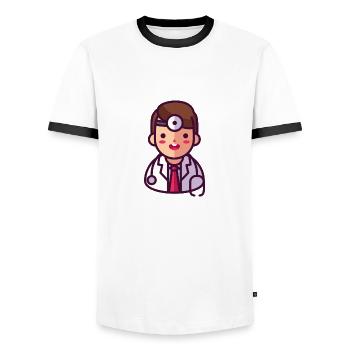Doktor Arzt - Männer Kontrast-T-Shirt - Weiß/Schwarz - Vorne - AI Model Female 172 light (172cm) & AI Model Male 178 dark (178cm)
