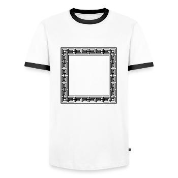 Conception d'ornement de contour - T-shirt contrasté Homme - blanc/noir - Devant - AI Model Female 172 light (172cm) & AI Model Male 178 dark (178cm)