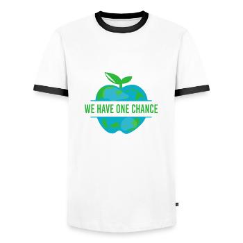 Climate Change Global Warming Environmental Activist Earth - Men's Ringer Shirt - white/black - Front - AI Model Female 172 light (172cm) & AI Model Male 178 dark (178cm)