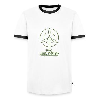 Wind energy wind turbine wind power renewable energy - Men's Ringer Shirt - white/black - Front - AI Model Female 172 light (172cm) & AI Model Male 178 dark (178cm)