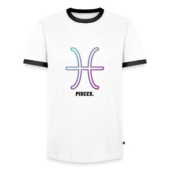 Pisces symbol Zodiac sign - Men's Ringer Shirt - white/black - Front - AI Model Female 172 light (172cm) & AI Model Male 178 dark (178cm)