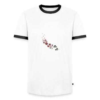 Japanese Flowers - Männer Kontrast-T-Shirt - Weiß/Schwarz - Vorne - AI Model Female 172 light (172cm) & AI Model Male 178 dark (178cm)