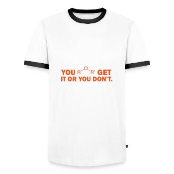 Vous l'avez ou vous n'avez pas de chimie de cadeau de chimie - T-shirt contrasté Homme - blanc/noir - Devant - AI Model Female 172 light (172cm) & AI Model Male 178 dark (178cm)