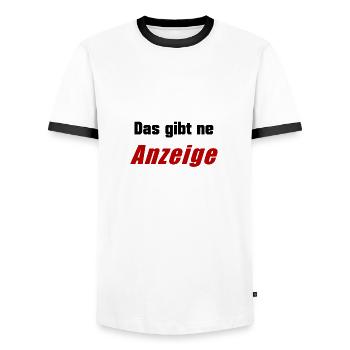 Das gibt ne Anzeige lustiger Spruch - Männer Kontrast-T-Shirt - Weiß/Schwarz - Vorne - AI Model Female 172 light (172cm) & AI Model Male 178 dark (178cm)