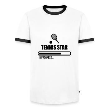 Tennis star in progress Tischtennis Tennis - Männer Kontrast-T-Shirt - Weiß/Schwarz - Vorne - AI Model Female 172 light (172cm) & AI Model Male 178 dark (178cm)