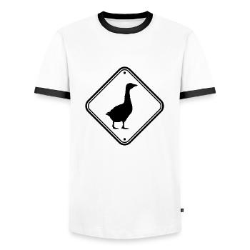 Goose sign caution - Men's Ringer Shirt - white/black - Front - AI Model Female 172 light (172cm) & AI Model Male 178 dark (178cm)