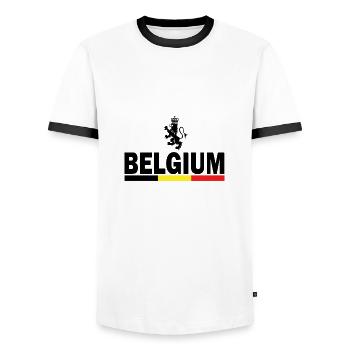 Belgium Belgium Brussel birthplace gift home - Men's Ringer Shirt - white/black - Front - AI Model Female 172 light (172cm) & AI Model Male 178 dark (178cm)