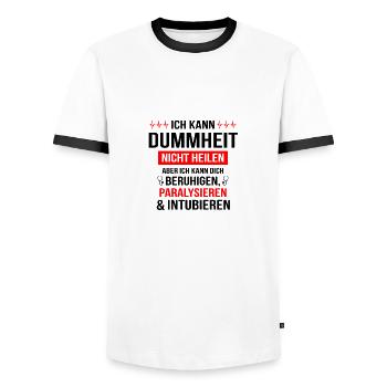 Notarzt Rettungsdienst Spruch Beruf Geschenk - Männer Kontrast-T-Shirt - Weiß/Schwarz - Vorne - AI Model Female 172 light (172cm) & AI Model Male 178 dark (178cm)