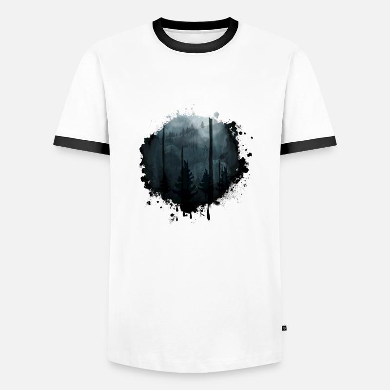 Dunkler Wald - Männer Kontrast-T-Shirt - Weiß/Schwarz