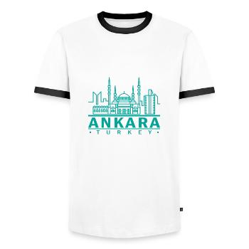 Ankara Turkey Turkey Turk Homeland Gift - Men's Ringer Shirt - white/black - Front - AI Model Female 172 light (172cm) & AI Model Male 178 dark (178cm)