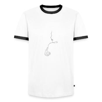 Mme Schulter - T-shirt contrasté Homme - blanc/noir - Devant - AI Model Female 172 light (172cm) & AI Model Male 178 dark (178cm)