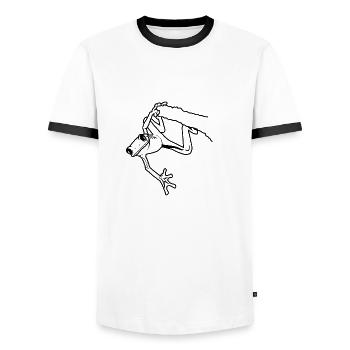 hanging frog - Men's Ringer Shirt - white/black - Front - AI Model Female 172 light (172cm) & AI Model Male 178 dark (178cm)