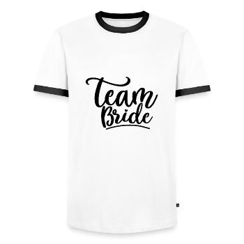 Team Bride - Men's Ringer Shirt - white/black - Front - AI Model Female 172 light (172cm) & AI Model Male 178 dark (178cm)