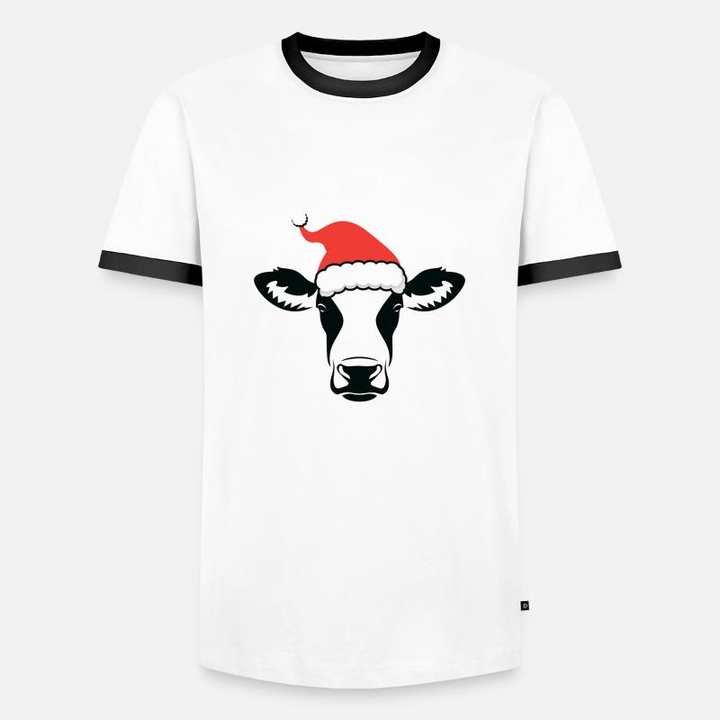 Weihnachtskuh - Männer Kontrast-T-Shirt - Weiß/Schwarz