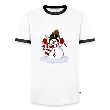 bonhomme de neige - T-shirt contrasté Homme - blanc/noir - Devant - AI Model Female 172 light (172cm) & AI Model Male 178 dark (178cm)