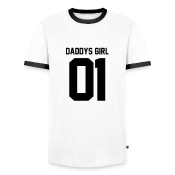 Daddy's Girl 01 - Men's Ringer Shirt - white/black - Front - AI Model Female 172 light (172cm) & AI Model Male 178 dark (178cm)