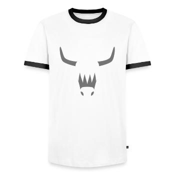 Hochlandkuh - Männer Kontrast-T-Shirt - Weiß/Schwarz - Vorne - AI Model Female 172 light (172cm) & AI Model Male 178 dark (178cm)