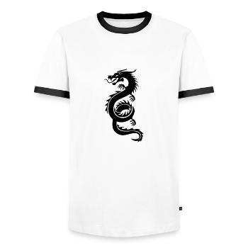 Drache Japan Kultur Kunst Geschenk - Männer Kontrast-T-Shirt - Weiß/Schwarz - Vorne - AI Model Female 172 light (172cm) & AI Model Male 178 dark (178cm)