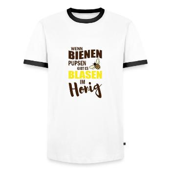 Wenn bienen pupsen gibt es blasen im honig - Männer Kontrast-T-Shirt - Weiß/Schwarz - Vorne - AI Model Female 172 light (172cm) & AI Model Male 178 dark (178cm)