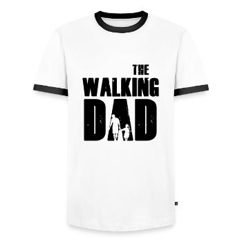 Le papa qui marche - T-shirt contrasté Homme - blanc/noir - Devant - AI Model Female 172 light (172cm) & AI Model Male 178 dark (178cm)