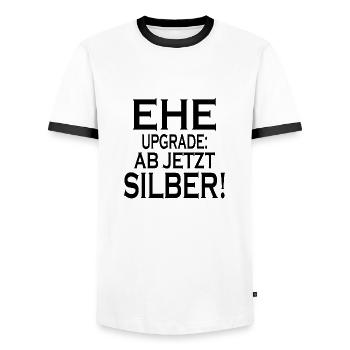 Ehe upgrade ab jetzt silber Geschenk Hochzeitstag - Männer Kontrast-T-Shirt - Weiß/Schwarz - Vorne - AI Model Female 172 light (172cm) & AI Model Male 178 dark (178cm)