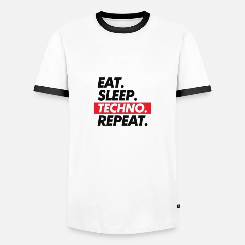 Eat Sleep Techno Repeat - Men's Ringer Shirt - white/black