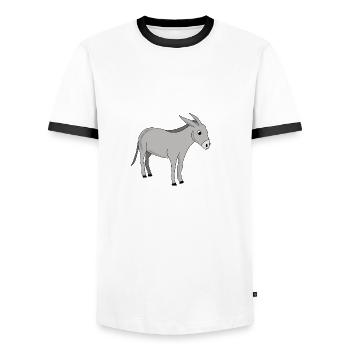 Donkey *** blank - Men's Ringer Shirt - white/black - Front - AI Model Female 172 light (172cm) & AI Model Male 178 dark (178cm)