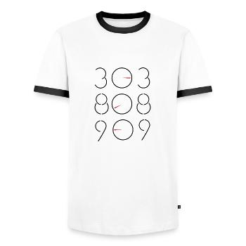 303 808 909 Raving Geschenk Musik - Männer Kontrast-T-Shirt - Weiß/Schwarz - Vorne - AI Model Female 172 light (172cm) & AI Model Male 178 dark (178cm)