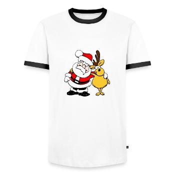 Weihnachtsmann und Rentiere - Männer Kontrast-T-Shirt - Weiß/Schwarz - Vorne - AI Model Female 172 light (172cm) & AI Model Male 178 dark (178cm)
