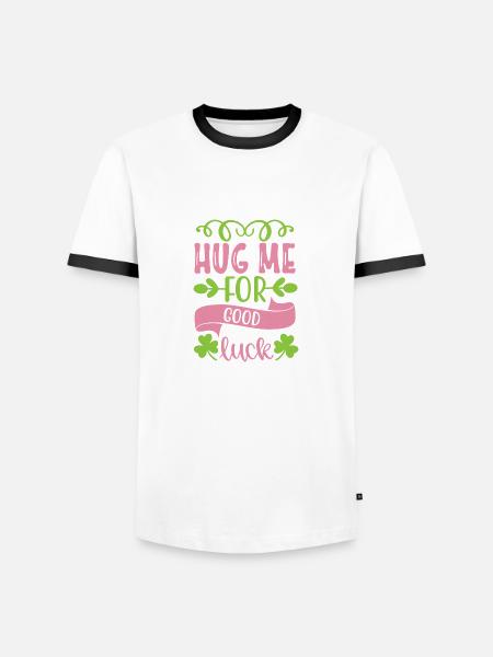Umarme mich für viel Glück - Männer Kontrast-T-Shirt - Weiß/Schwarz