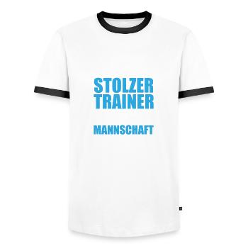 Ich bin stolzer trainer Tischtennis Tennis - Männer Kontrast-T-Shirt - Weiß/Schwarz - Vorne - AI Model Female 172 light (172cm) & AI Model Male 178 dark (178cm)