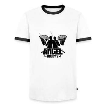 Cadeau de citation de pêche d'ange copain - T-shirt contrasté Homme - blanc/noir - Devant - AI Model Female 172 light (172cm) & AI Model Male 178 dark (178cm)