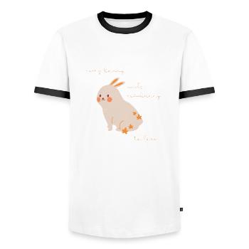 Kaninchen Jedes Kaninchen braucht ein Häschen zum - Männer Kontrast-T-Shirt - Weiß/Schwarz - Vorne - AI Model Female 172 light (172cm) & AI Model Male 178 dark (178cm)