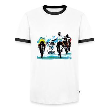 born to win #1 - Radsport - Männer Kontrast-T-Shirt - Weiß/Schwarz - Vorne - AI Model Female 172 light (172cm) & AI Model Male 178 dark (178cm)
